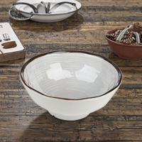 Bol gris en mélamine de 8.1 pouces, de haute qualité, avec bord marron, vente en gros, livraison gratuite