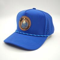 Casquette de golf unisexe OEM personnalisée, broderie à la main, motif Dobby Argyle Léopard à pois, style urbain sportif, 5 panneaux, visière incurvée, perforée, pour le sport