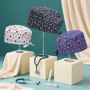 Topi gosok dapat diatur wanita, penutup kepala 2 tombol rambut pendek bernapas topi bedah perawat Pria - Product Image 1