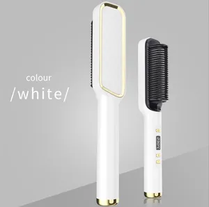 2in1 Lcd Multifunctional Hair Straightening Comb For Straight And Curly Hair Wet And Dry Splint Electric Curling Comb