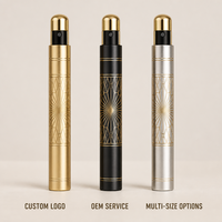 Flacon pulvérisateur de parfum vide en métal doré de 35 ml, atomiseur rechargeable avec capuchon doré, vente en gros, boîte de présentation de 480 unités, logo personnalisé