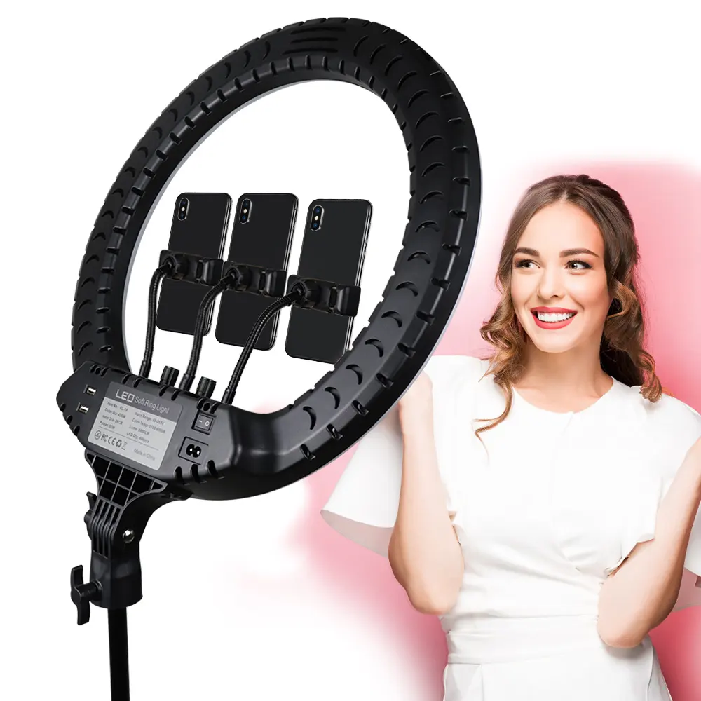 Ring Light 18 inch Led 2700-6500K 55W Dimmable Photographic Lighting with Tripod Stand and Phone holder