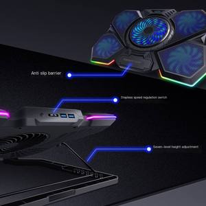 Support de <span class=keywords><strong>refroidissement</strong></span> pour <span class=keywords><strong>ordinateur</strong></span> <span class=keywords><strong>portable</strong></span> de jeu RGB à hauteur réglable, 5 ventilateurs avec moteur sans balais pour une performance de vent puissante - Product Image 5