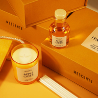 Coffret Cadeau Luxe Personnalisé Mescente : Bougies Parfumées en Pot Givré et Diffuseur à Bâtonnets avec Boîte – Commande en Gros