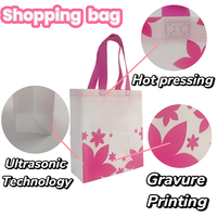 Tas Belanja Wanita Berkualitas Tinggi, Dapat Digunakan Kembali, Bahan Nonwoven, Cetak Logo Grosir, Motif Huruf, Tahan Lama, Tali Panjang