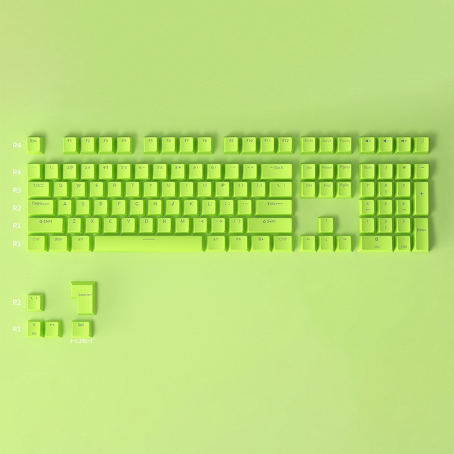 Green Keycaps Characters Translucent OEM Profile ABS Double Shot 113Keys for All Mx Type Switches Mechanical Keyboard