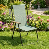 Silla Plegable de Jardín Moderna y Elegante de Alta Calidad, con Marco Metálico, para Exteriores, Camping, Patio, Playa, Parque, Jardín, Villa, Terraza