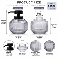 Ensemble d'accessoires de salle de bain en verre côtelé fumé de style européen, comprenant un distributeur de savon, un pot à coton, un porte-savon et un plateau, combinaison libre, OEM ODM
