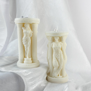 Bougie parfumée en forme de colonne romaine, sculpture d'art rétro, bougie en cire, décoration de table, ornement pour la maison - Product Image 2