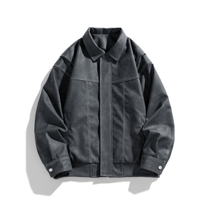 Chaqueta de cuero con solapa marrón estilo retro americano para hombre, con logotipo personalizado, para primavera y otoño, chaqueta de gamuza Maillard para parejas, transpirable, nueva. - Product Image 3