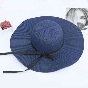 Chapeau de soleil d'été en paille à large bord pour femme, vente en gros, pas cher - Product Image 4