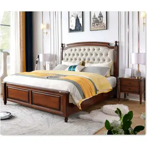 American Bedroom Set Country Poster wooden Bed model for Bedroom Solid Wood Furniture