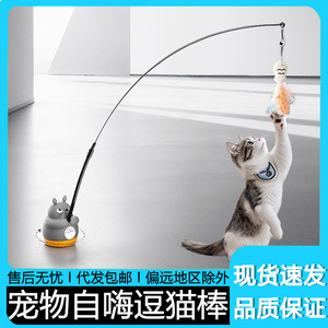 Cartoon <b>Cat</b> Teaser <b>Toy</b> Plastic Manual Feather Boredom Buster For <b>Cats</b> <b>Interactive</b> Pet <b>Toy</b> - Product Image 4