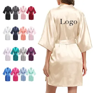 NANTEX – pyjamas en Satin à Logo personnalisé pour femmes, Kimono de mariée, Robes de fête de mariage, Robe en Satin de soie pour femme