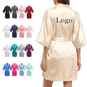 NANTEX Custom Logo Satin Pyjamas Frauen Kimono Braut Hochzeits feier Roben Frauen Seide Satin Robe für Frau