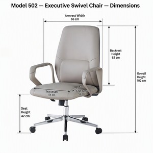 Chaise de <span class=keywords><strong>bureau</strong></span> pivotante à dossier haut 502 102 cm en cuir PU, base chromée 5 étoiles, accoudoirs à boucles bicolores, réglable en hauteur, gris orange - Product Image 2