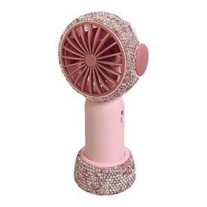 Mini ventilateur de cils de bureau tenu dans la main Rechargeable Bling strass diamant Extension de cils ventilateur de séchage fournitures de cils de luxe - Product Image 1