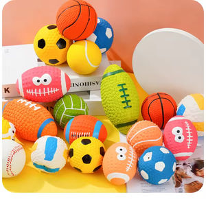 Pelota de juguete para perros con sonido, de látex, felpa, alta elasticidad, rellena de algodón, flotante, con forma de fútbol americano, rugby, voleibol, para masticar y lanzar, para todas las estaciones - Product Image 1