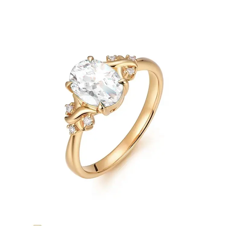 New Arrival Factory Wholesale 14K Gold Fashion Fine Jewelry Women Lab Diamond Jeweller Luxury Ring