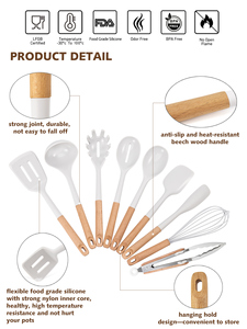 Juego de Utensilios de Cocina de Silicona de Grado Alimenticio de Alta Calidad, 10 Piezas, Resistentes al Calor, Aptos <span class=keywords><strong>para</strong></span> Lavavajillas, Duraderos - Product Image 4