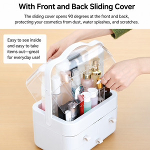 Organizador de Cosméticos Portátil de 3 Niveles para Encimera, Organizador de Maquillaje a Prueba de Polvo, Estuche para Cosméticos, Organizador de Belleza, <span class=keywords><strong>Caja</strong></span> de Maquillaje - Product Image 3
