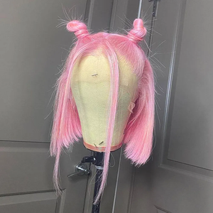 Vente chaude Cosplay <span class=keywords><strong>Lolita</strong></span> Perruques pour Femmes Rose Court Bouclés Bob avec Frange Résistant À <span class=keywords><strong>La</strong></span> Chaleur Droite et Vague Profonde Styles - Product Image 3