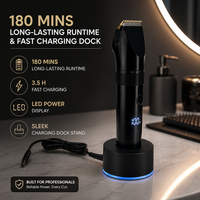Alat Cukur Rambut Profesional Layar LED Pengaturan Daya Daya Tahan 180 Menit 6 Sisir IPX4 Dapat Dicuci untuk Tukang Cukur dan Penggunaan di Rumah