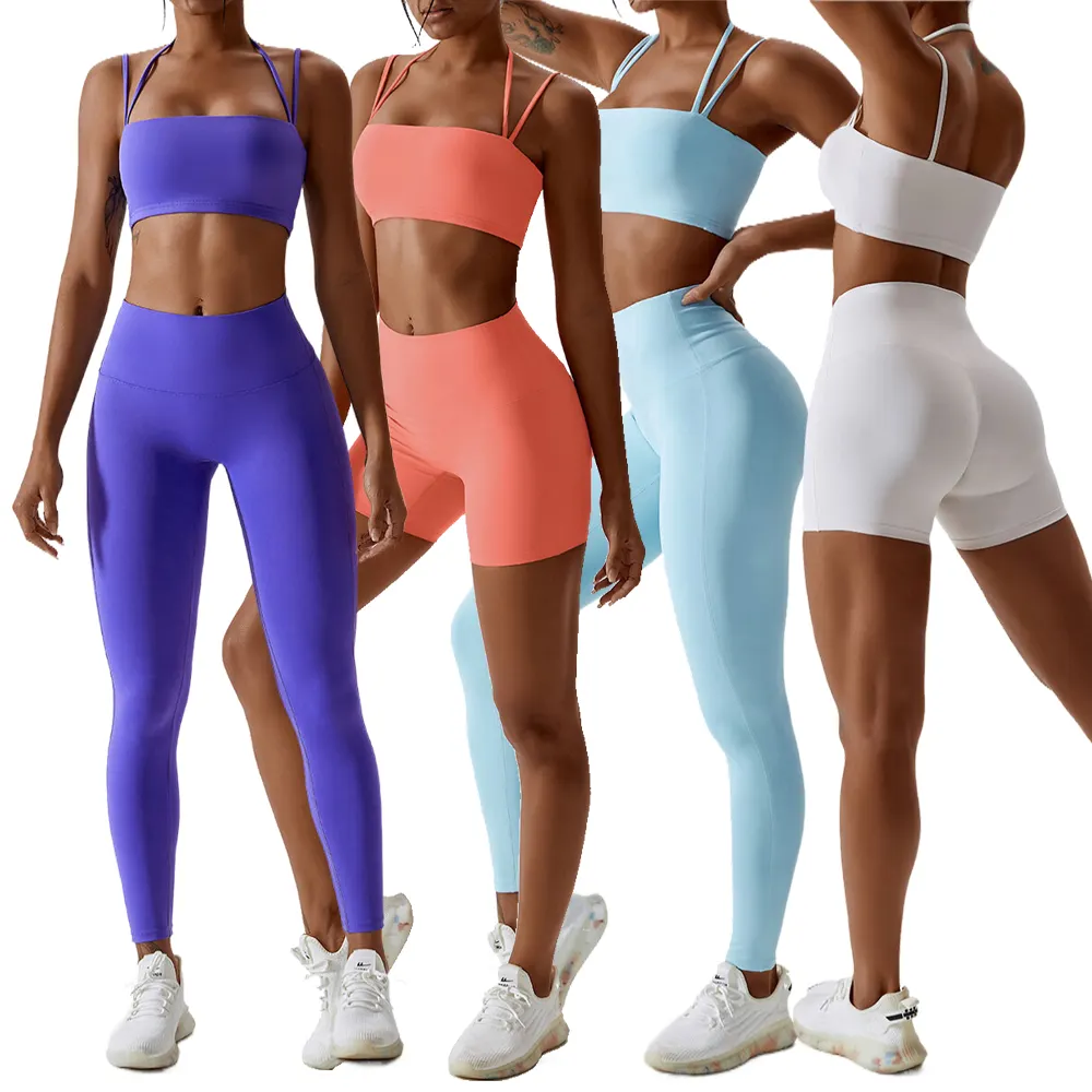 Skin-Friendly Gym Outfit Set Women Fitness Wear Compression Sportswear Yoga Workout Exercise Sets