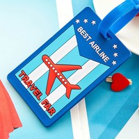 Étiquette de bagage personnalisée au prix d'usine, design de dessin animé, étiquette en PVC souple en silicone pour la décoration de pendentifs de voyage