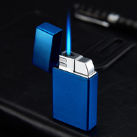 Briquets à fumée vintage en métal rechargeables Logo personnalisé Bleu Straight Jet Flame Vintage