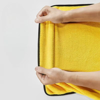 Marché allemand Taille de couleur personnalisée Emballage jaune 800gsm Microfibre 100% Serviette de nettoyage en microfibre pour voiture