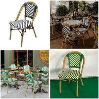 Chaise Empilable de Restaurant et Bistrot en Rotin Français pour Jardin, Terrasse et Extérieur, Style Parisien en Bambou
