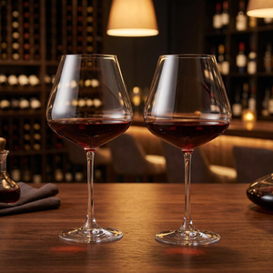 Set di 2 Calici da Vino in Vetro Rosso Vintage con Logo Personalizzabile, Design Classico e Creativo per Servire il Vino - Product Image 2