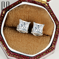 PYQ Moissanite anting persegi perak Hawaii, anting bunga perak Moissanite 925 Sterling untuk wanita