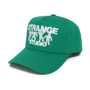 帽子制造商低最小起订量批发高品质棒球帽5面板绿色棉运动男棒球帽