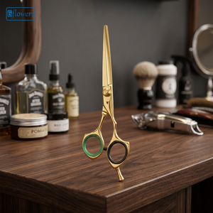 Ciseaux de barbier à bord convexe/biseauté, revêtement multicolore, ciseaux de coiffure avec manche en acier inoxydable, lame pointue et tranchante - Product Image 4
