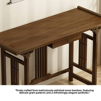 Honvidora Nouvelle table console de style chinois à plateau incurvé, design multifonctionnel, mobilier de maison en bambou d'inspiration antique