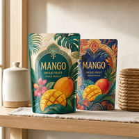 Sachet Doypack Personnalisé Imprimé pour Fruits Secs (Mangue), Emballage Sécurisé pour Snacks (Sucre et Chips de Pommes de Terre)