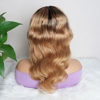 T1B/27 # perruque Body Wave sans colle, cheveux humains péruviens bruts, couleur brun ombré, T Part HD 4x1, perruque Lace Front Wig pour femmes noires