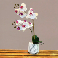 Meilleures ventes : Fleur d'orchidée papillon artificielle 3D à toucher réel avec pot, décoration de bureau et de maison, Saint-Valentin