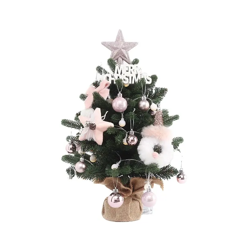 Mini ornamenti per l'albero di natale di natale transfrontaliero Pink INS Lighting Desktop Navidad Tree Decoration