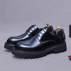 Zapatos de Cuero Genuino Estilo Coreano para Hombre, con Cordones, Ligeros, con Plataforma para Aumentar la Altura, Personalizados y Versátiles - Product Image 4