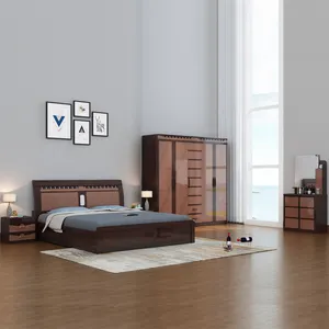 Penjualan Laris Set Kamar Tidur Ukuran King Kotak Hidrolik Set Kamar Tidur 1.8M dengan Set Kamar Tidur Permukaan Berlapis Mdf