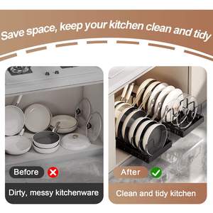 Support de rangement pour casseroles rétractable en acier à un niveau sous l'armoire organisateur de cuisine avec couvercle <span class=keywords><strong>coulissant</strong></span> support pour casseroles en métal - Product Image 4