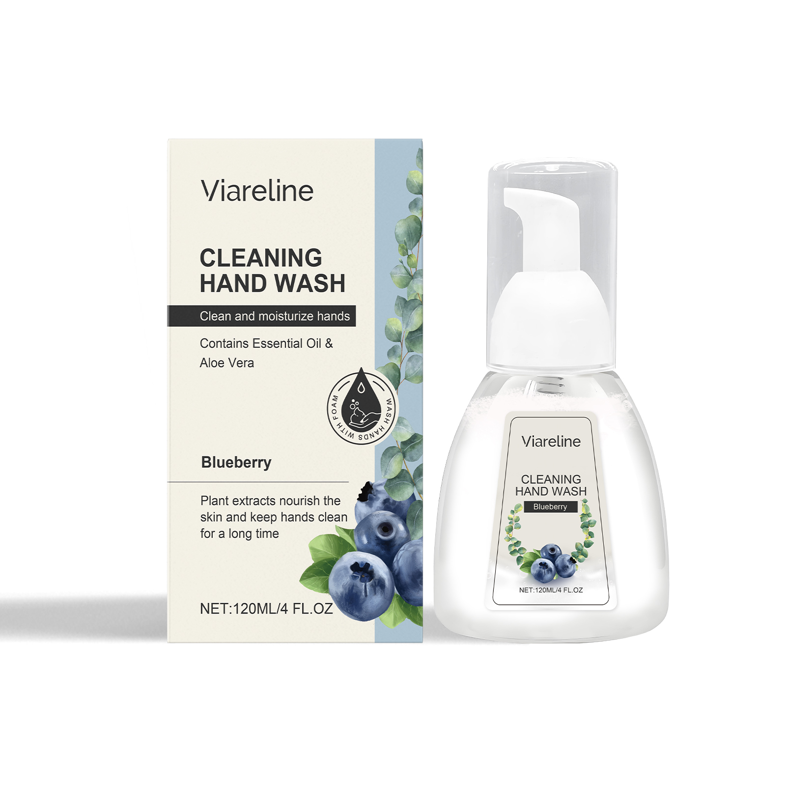 Viareline Blueberry Flavor Foaming Hand Sanitizer Gentle Cleansing Moisturizing Hand Wash with Soothing Decontamination Care