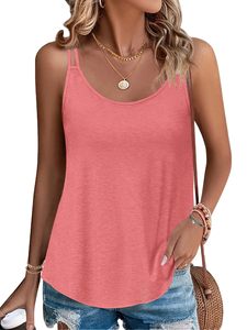 Camiseta sin mangas con cuello en U y tirantes ajustables para mujer, estilo holgado y fluido, casual, básica - Product Image 2