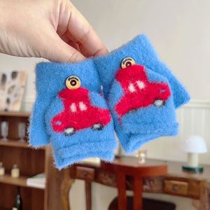 0-3 Years Old Baby Gloves Cold Protection Warm Thickened Cycling Anti-Freezing Cartoon <b>Car</b> Half <b>Flip</b> Open Finger - Product Image 6