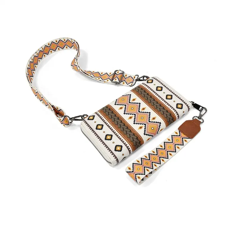 New Arrival Removable & Adjustable Shoulder Strap Clutch Bags Boho Aztec Credit Card Holder Western Travel Wristlet Wallet