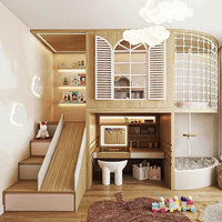 Lit enfant pour garçons, design créatif, nouveau modèle 2026, lit de 1,5 mètre en bois avec toboggan et aire de jeux
