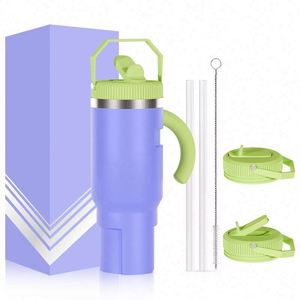 Vaso Térmico de Acero Inoxidable de 40 oz, el Más Popular, con Logotipo Personalizado, Taza de Viaje con Asa, Vaso para Auto con Pajita y Tapa - Product Image 2